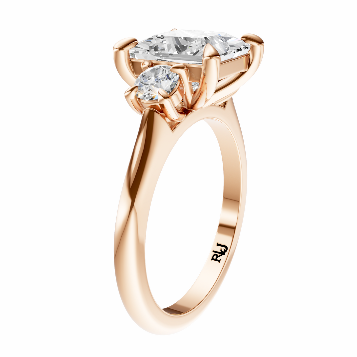Princess Three Stone Round Solitaire Setting