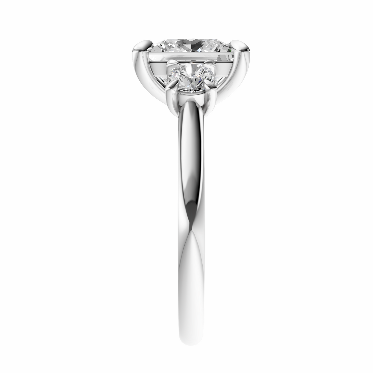 Princess Three Stone Round Solitaire Setting