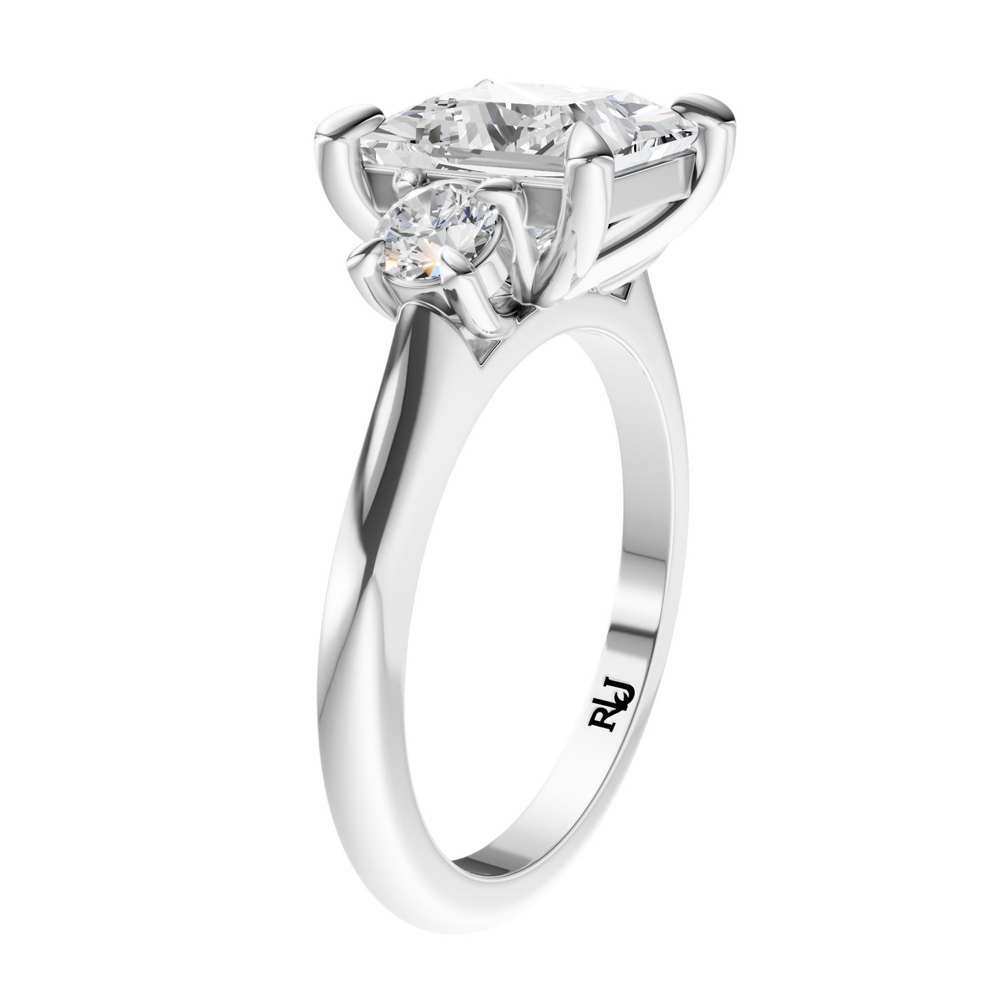 Princess Three Stone Round Solitaire Setting