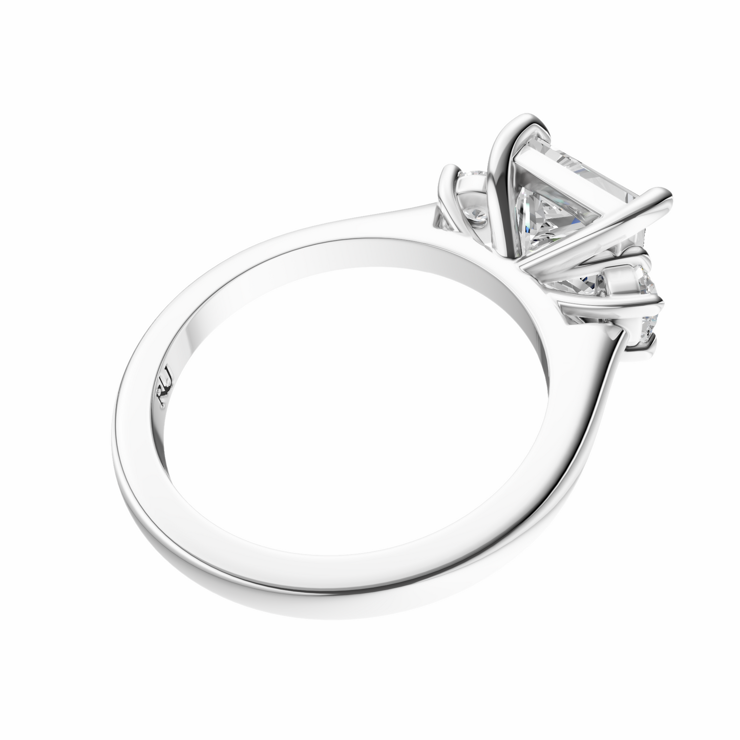 Princess Three Stone Round Solitaire Setting
