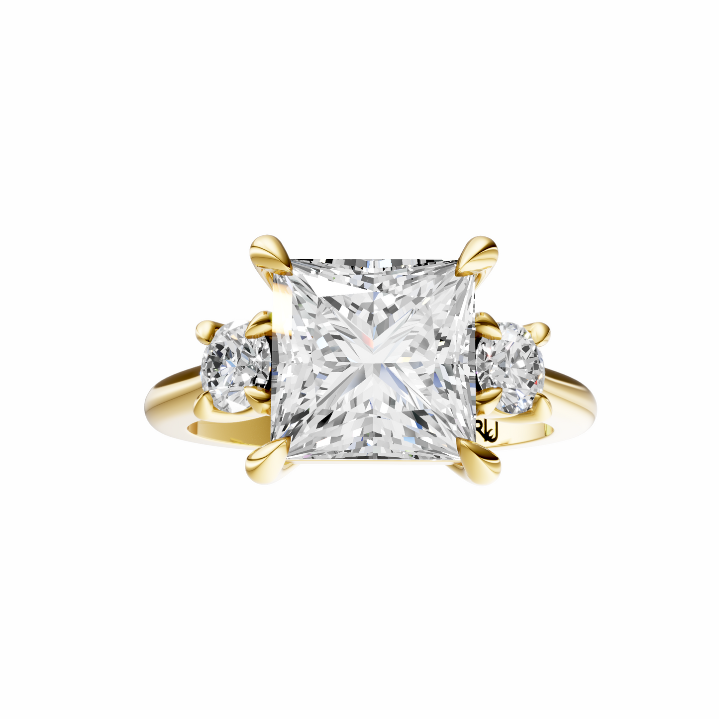 Princess Three Stone Round Solitaire Setting