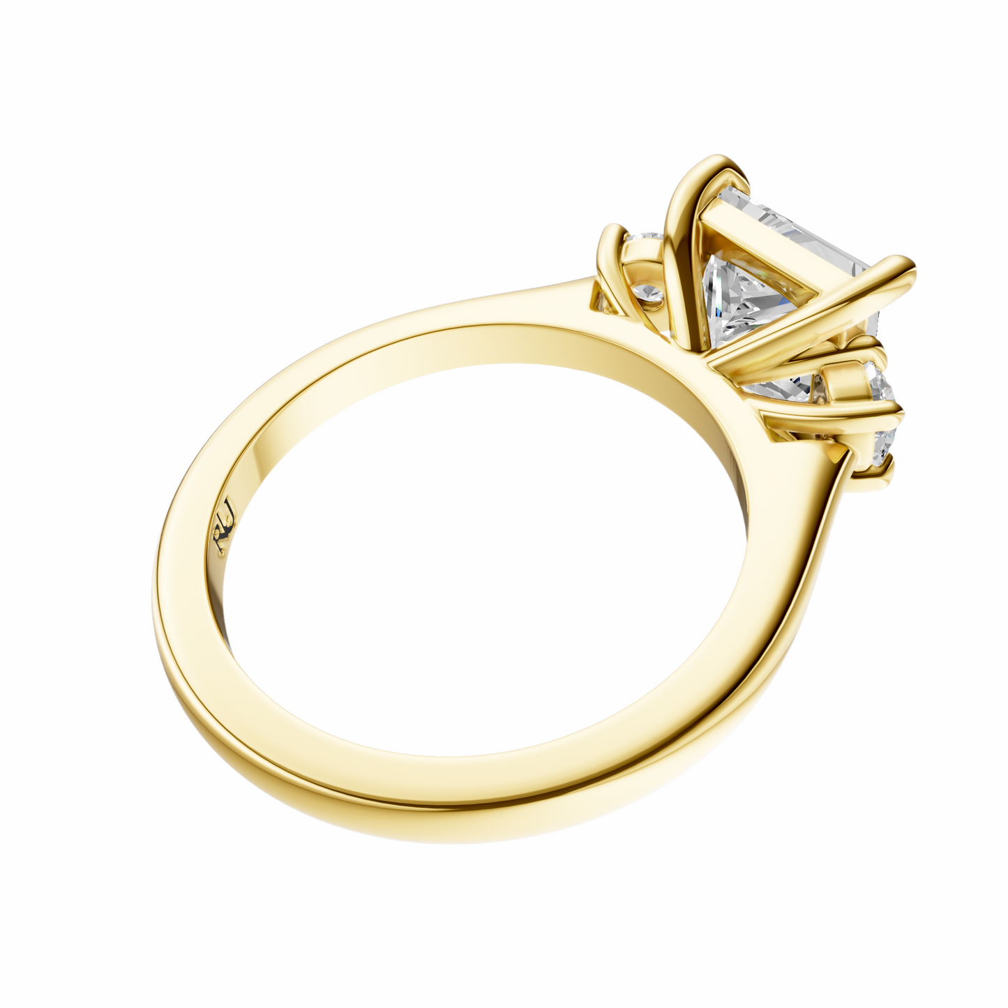 Princess Three Stone Round Solitaire Setting