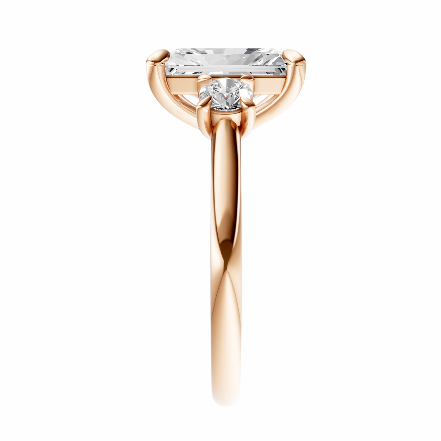 Radiant Three Stone Round Solitaire Setting