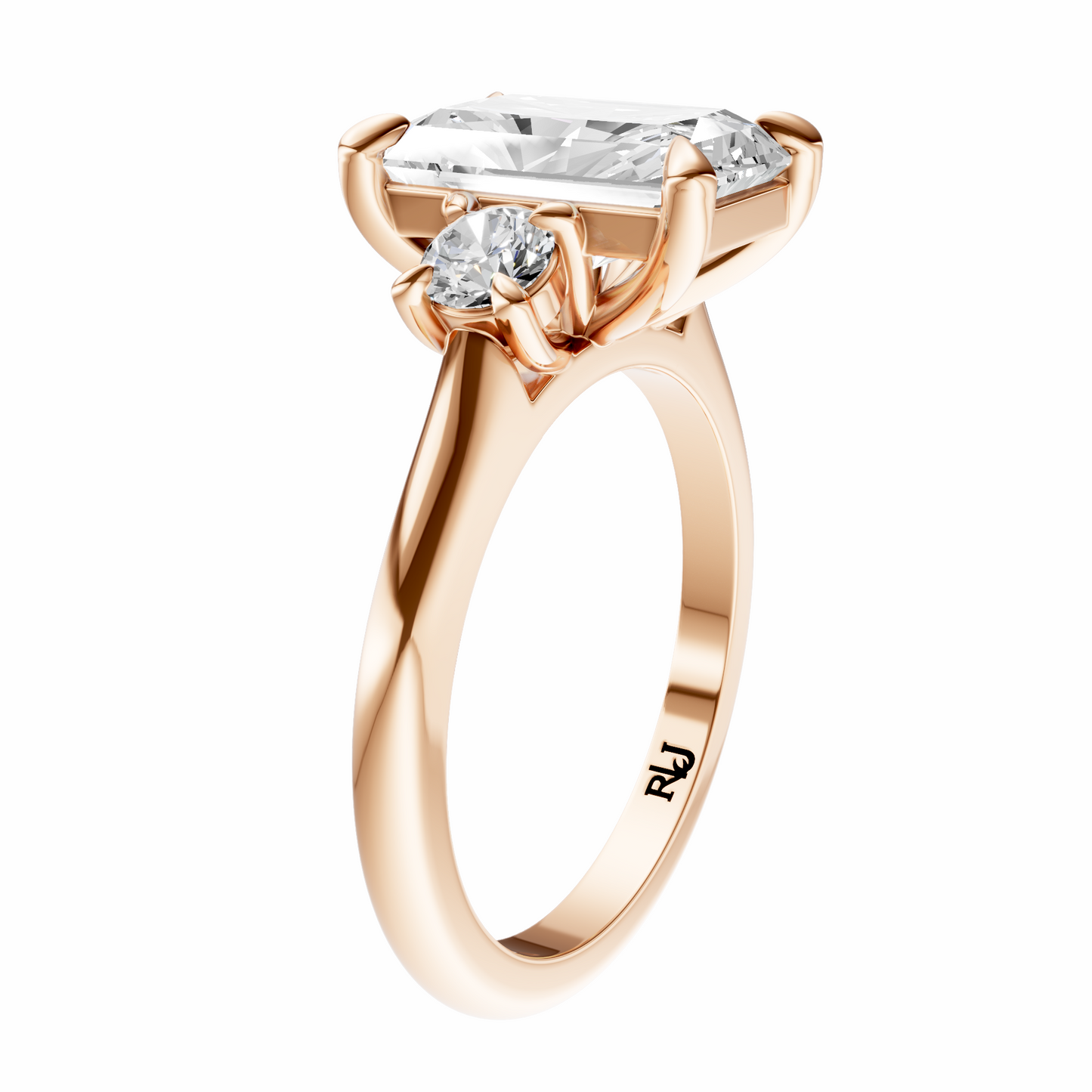 Radiant Three Stone Round Solitaire Setting