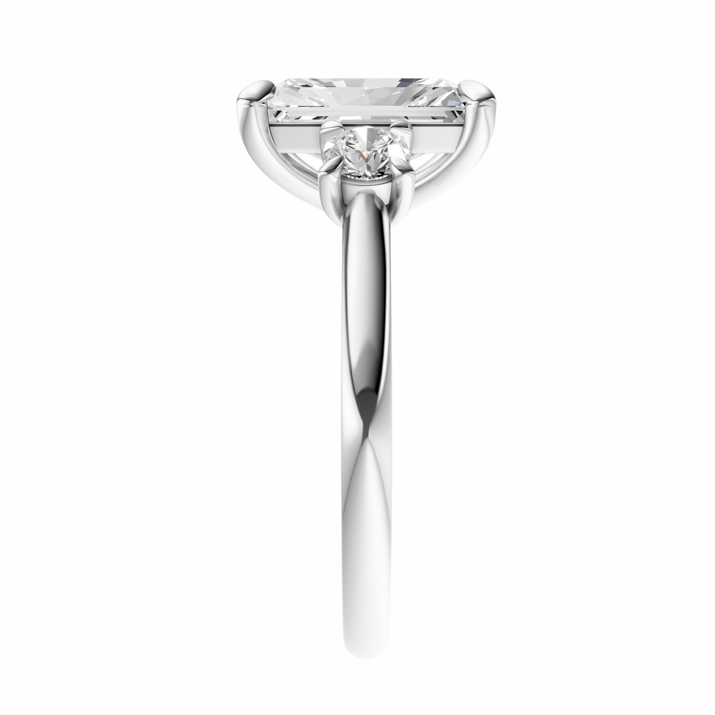 Radiant Three Stone Round Solitaire Setting