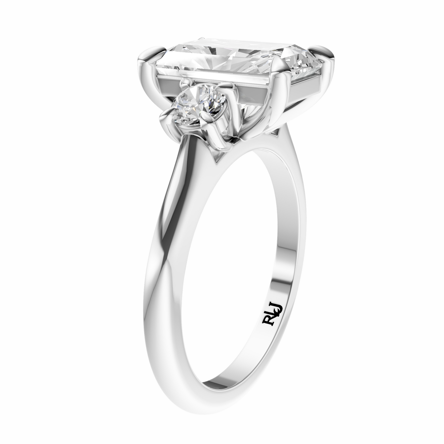 Radiant Three Stone Round Solitaire Setting