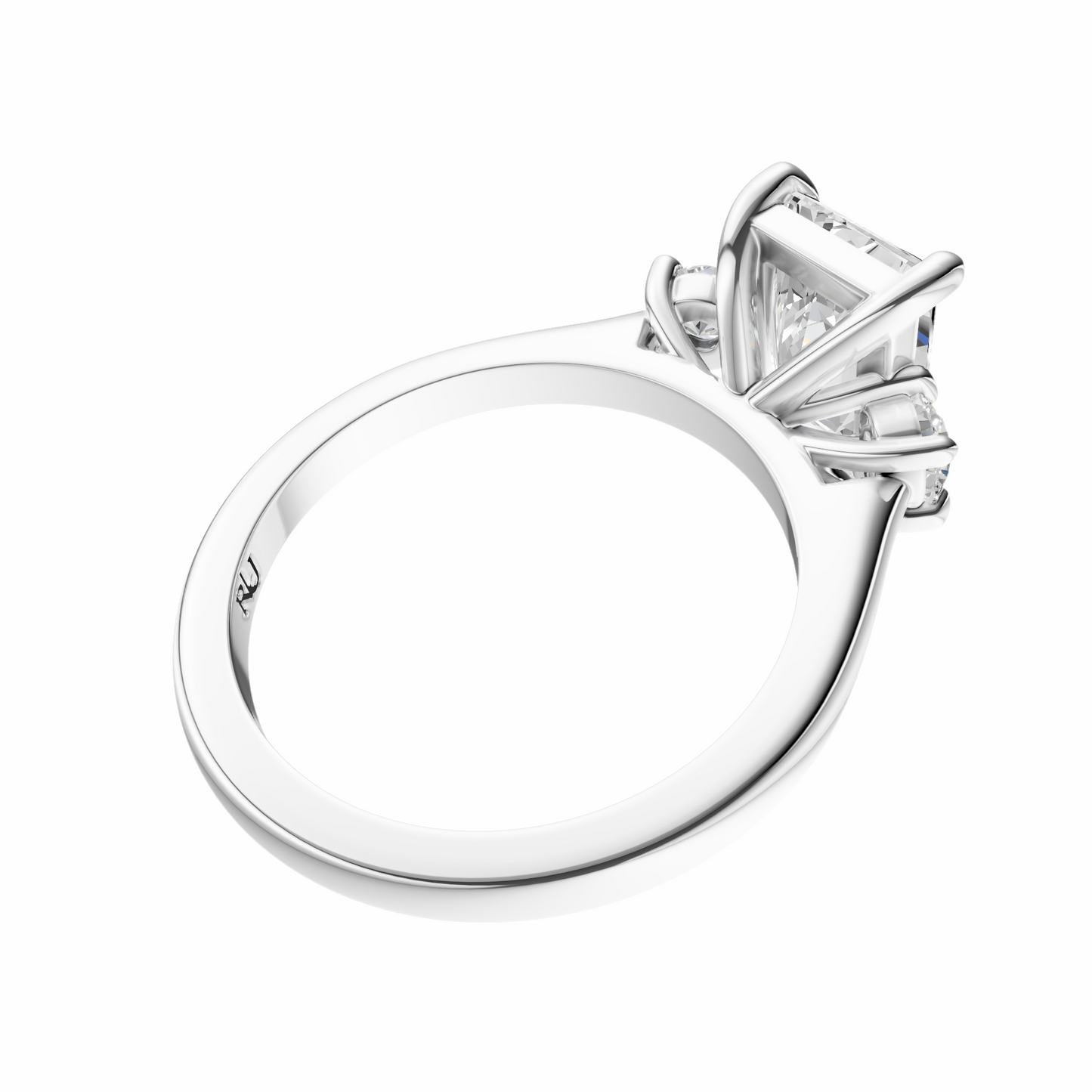 Radiant Three Stone Round Solitaire Setting
