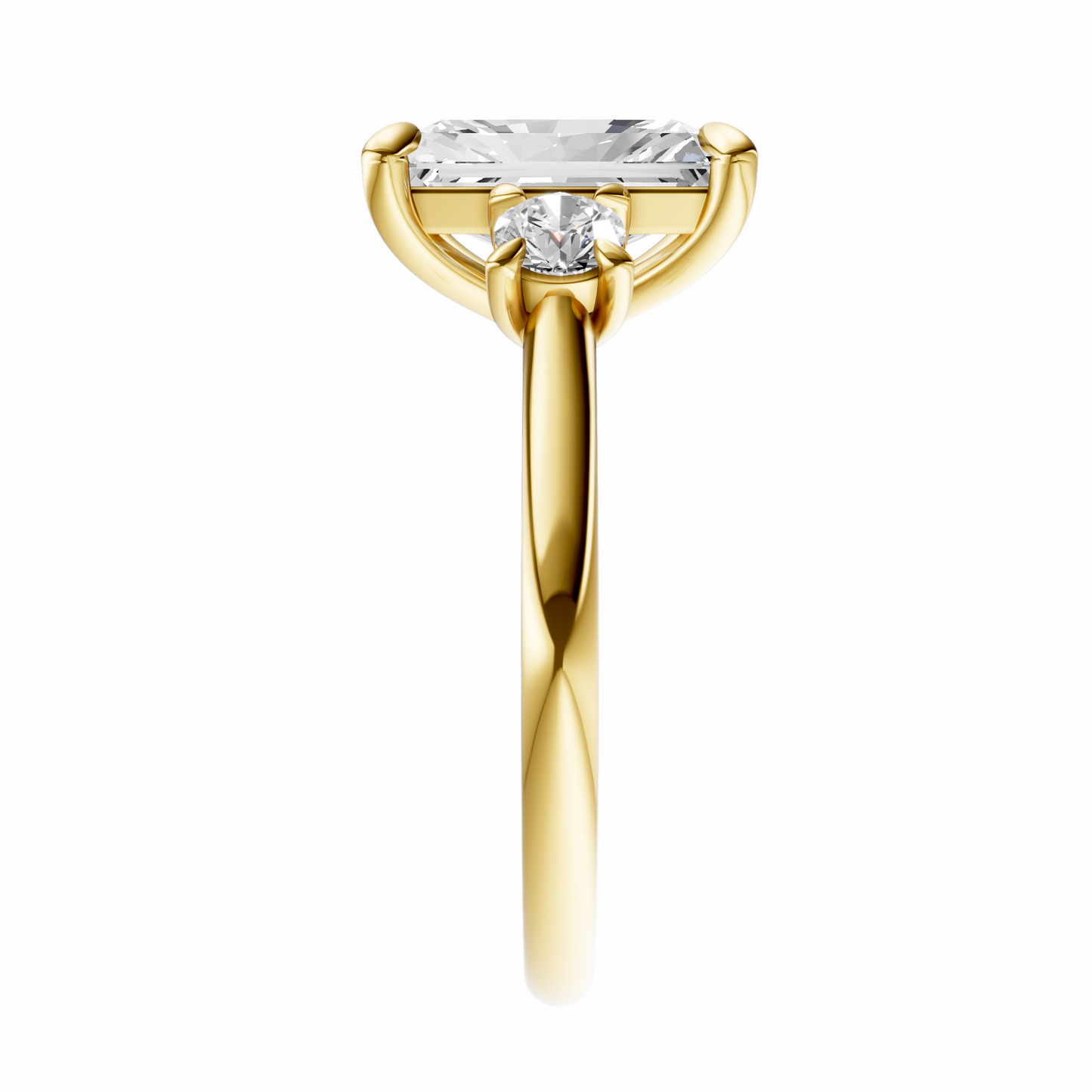 Radiant Three Stone Round Solitaire Setting