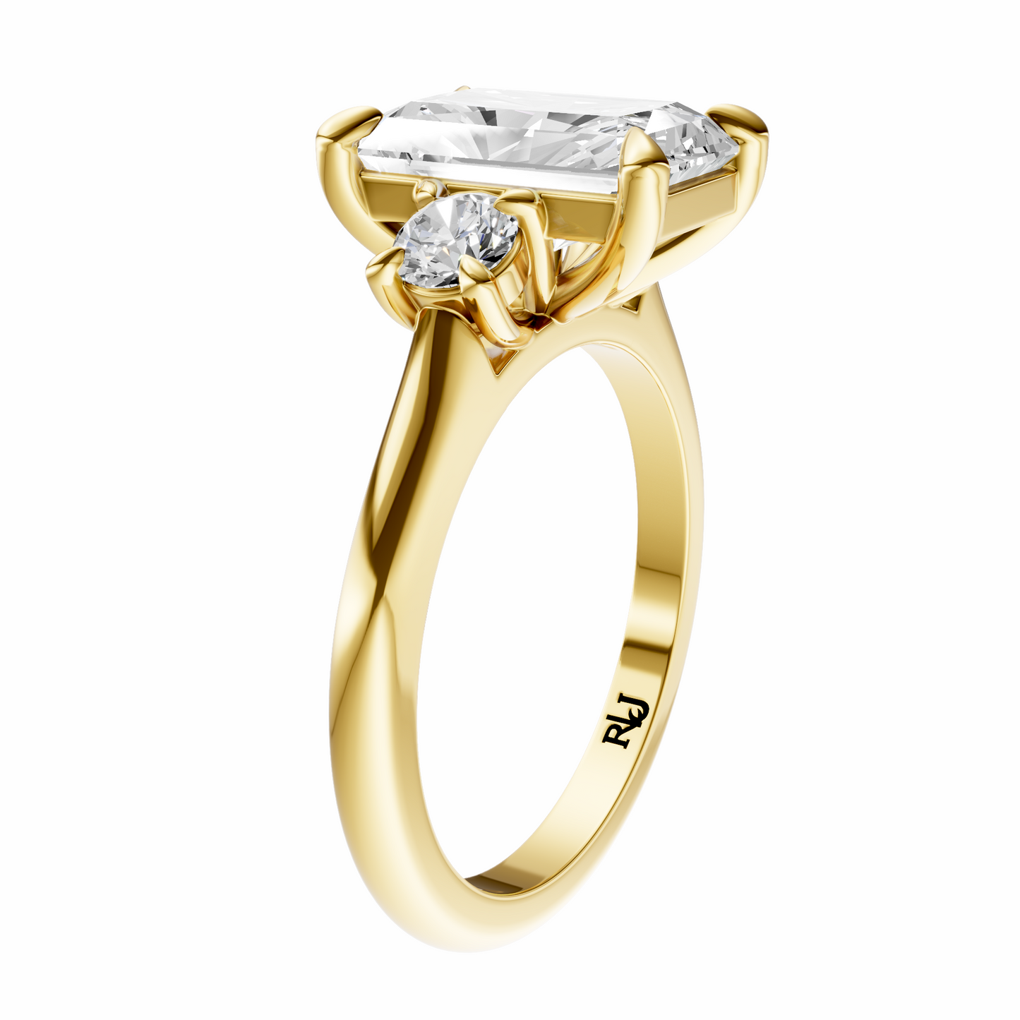 Radiant Three Stone Round Solitaire Setting