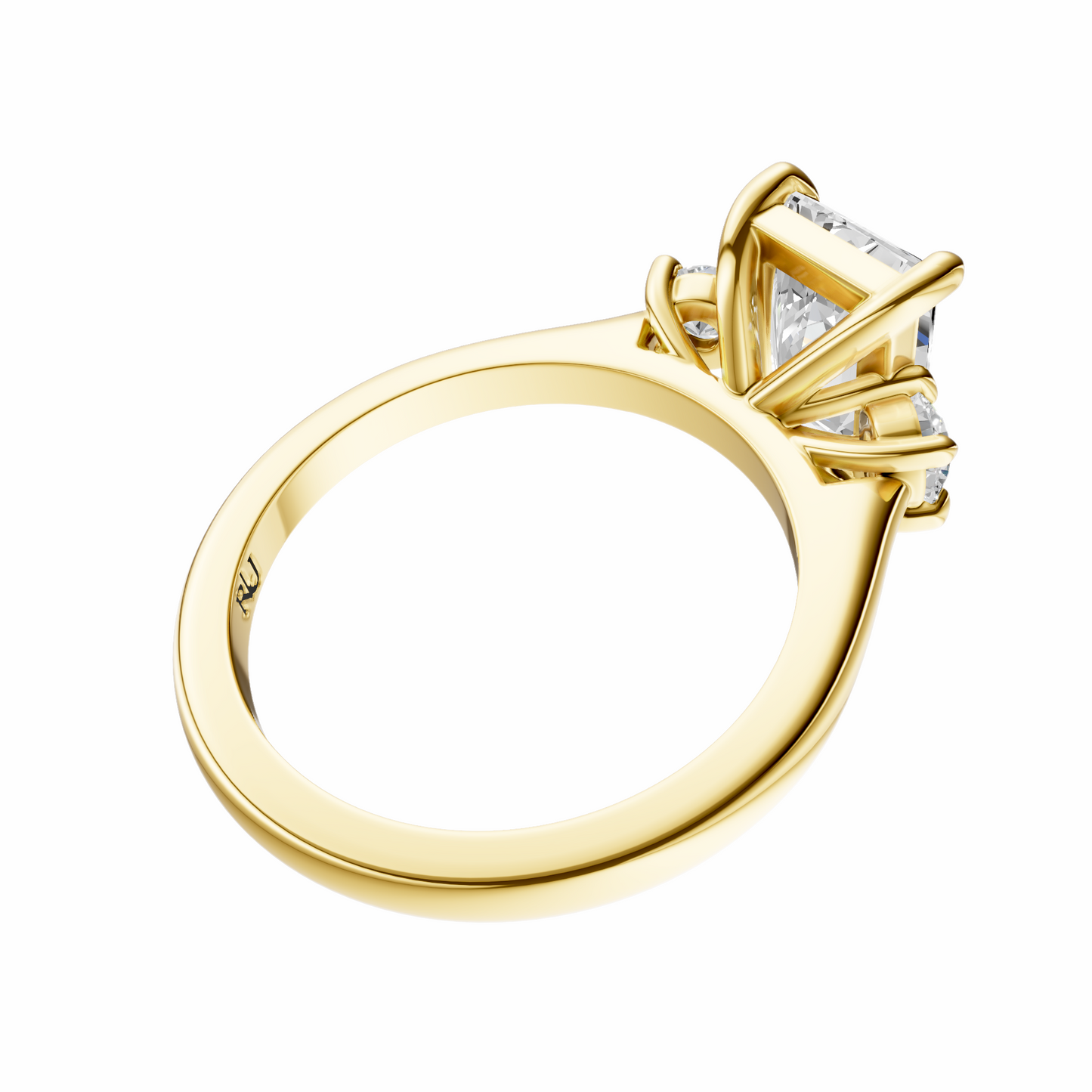 Radiant Three Stone Round Solitaire Setting
