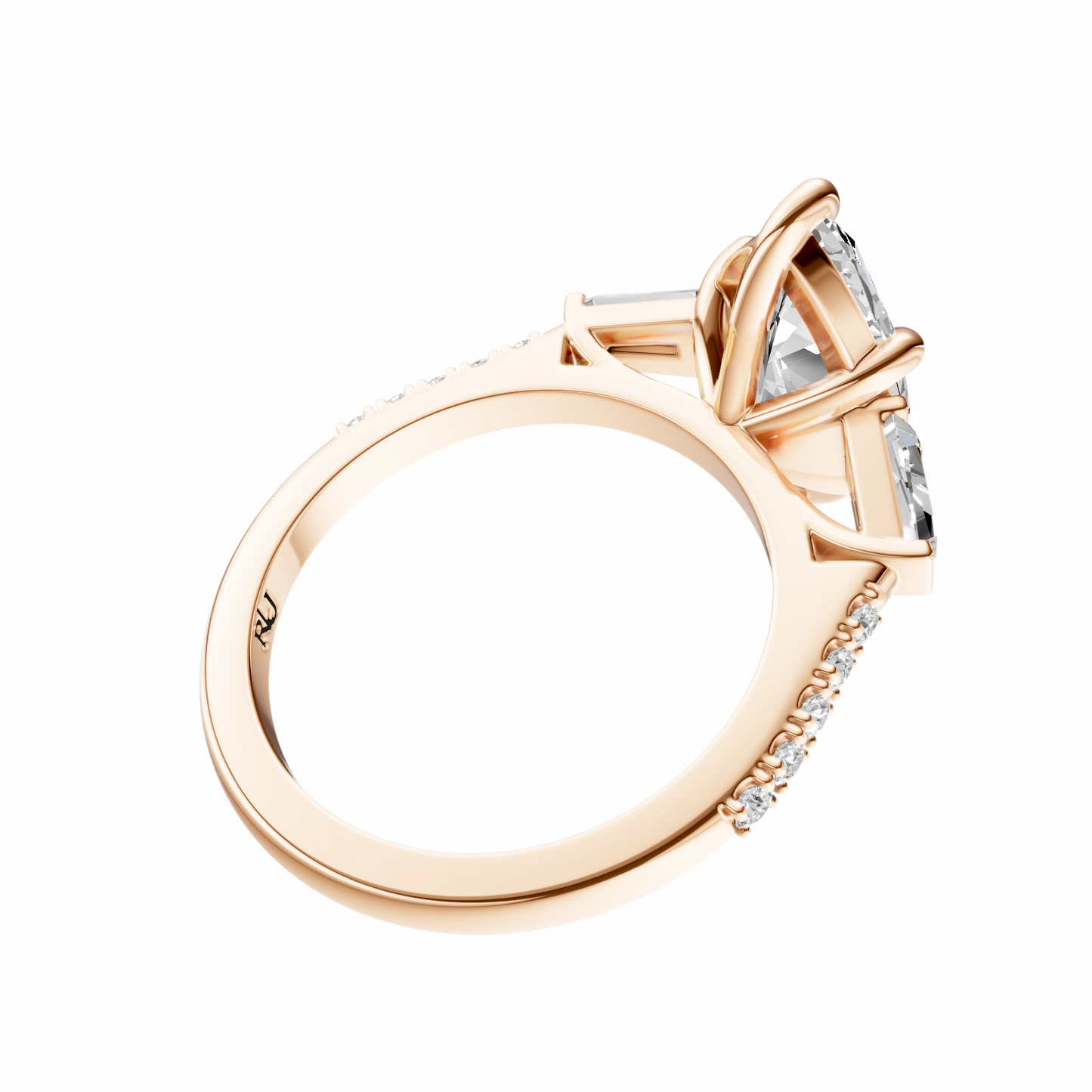 Marquise Accented Three Stone Tappered Baguettes Setting