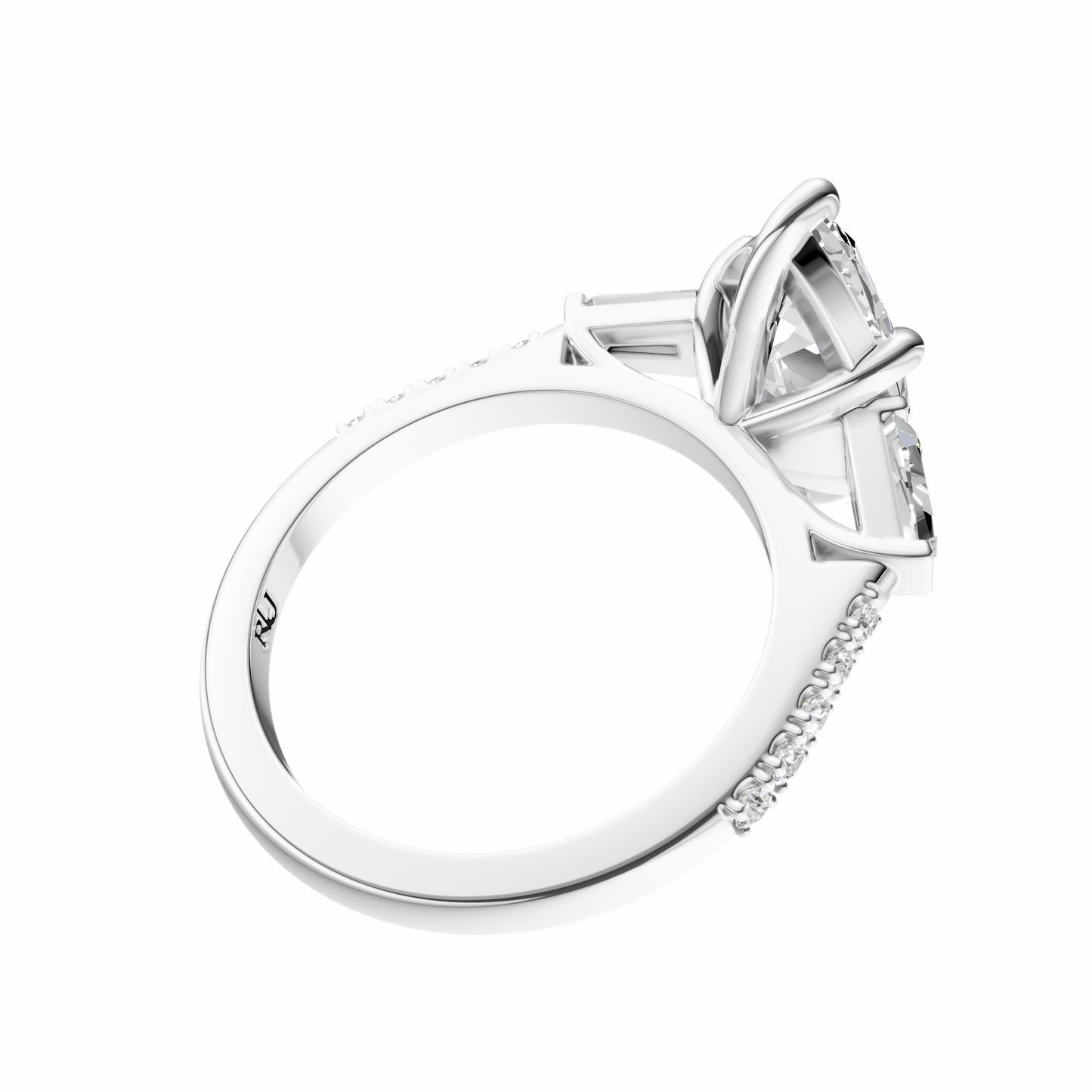 Marquise Accented Three Stone Tappered Baguettes Setting