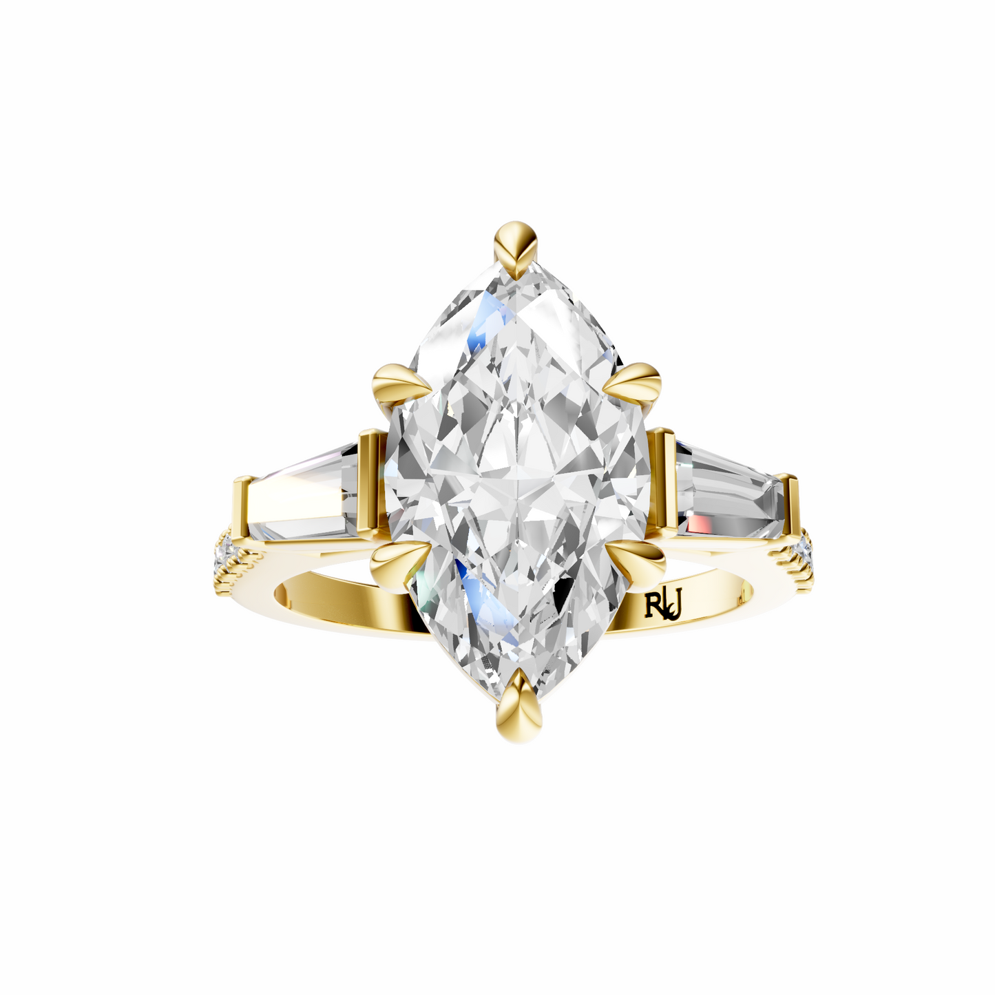 Marquise Accented Three Stone Tappered Baguettes Setting