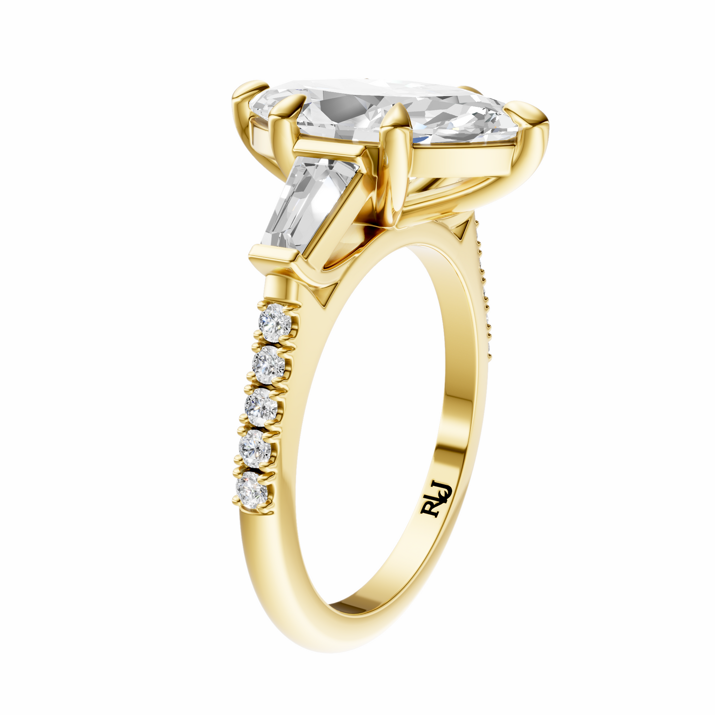Marquise Accented Three Stone Tappered Baguettes Setting