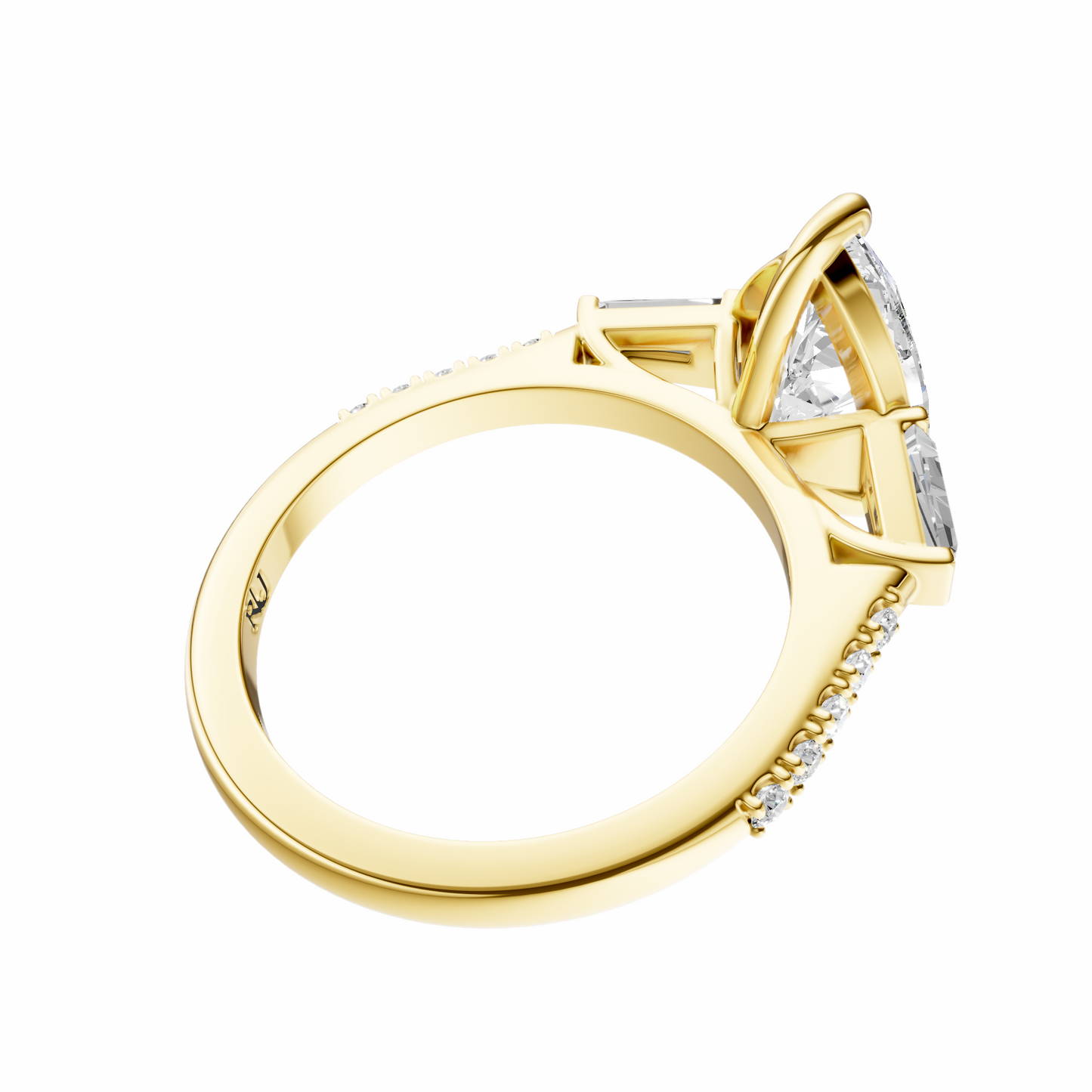 Pear Accented Three Stone Tappered Baguettes Setting