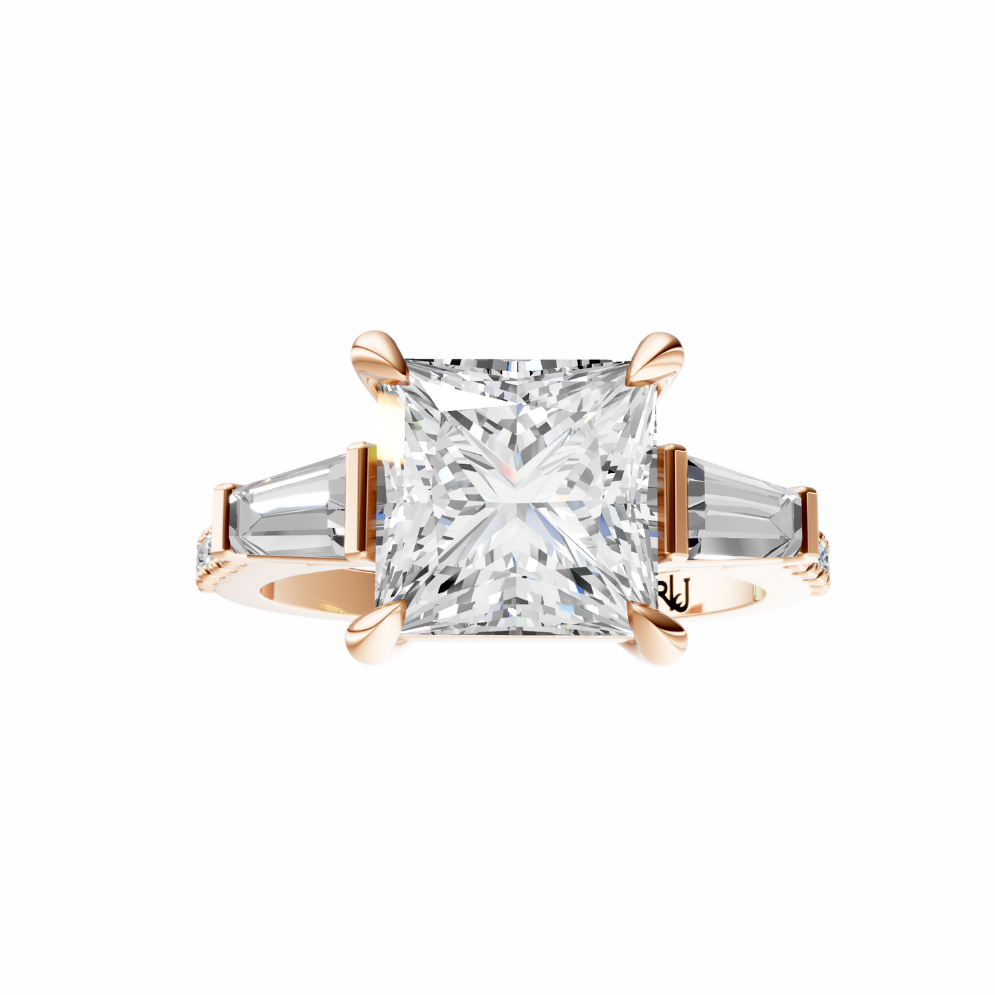 Princess Accented Three Stone Tappered Baguettes Setting