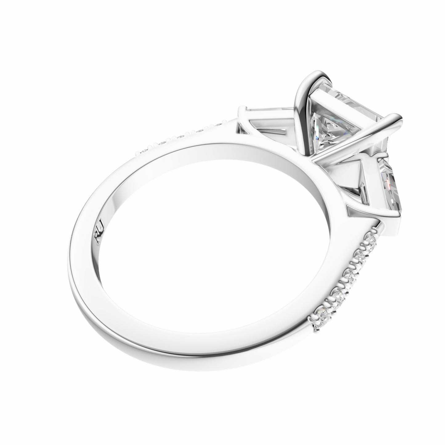 Princess Accented Three Stone Tappered Baguettes Setting