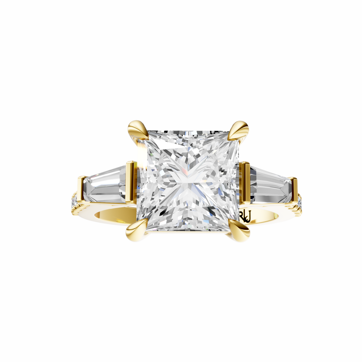 Princess Accented Three Stone Tappered Baguettes Setting