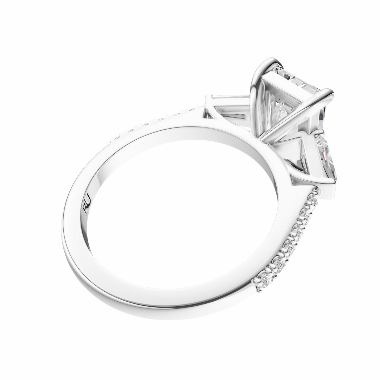 Radiant Accented Three Stone Tappered Baguettes Setting