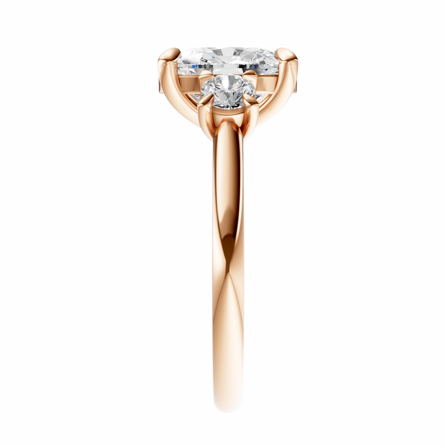 Cushion Three Stone Round Solitaire Setting