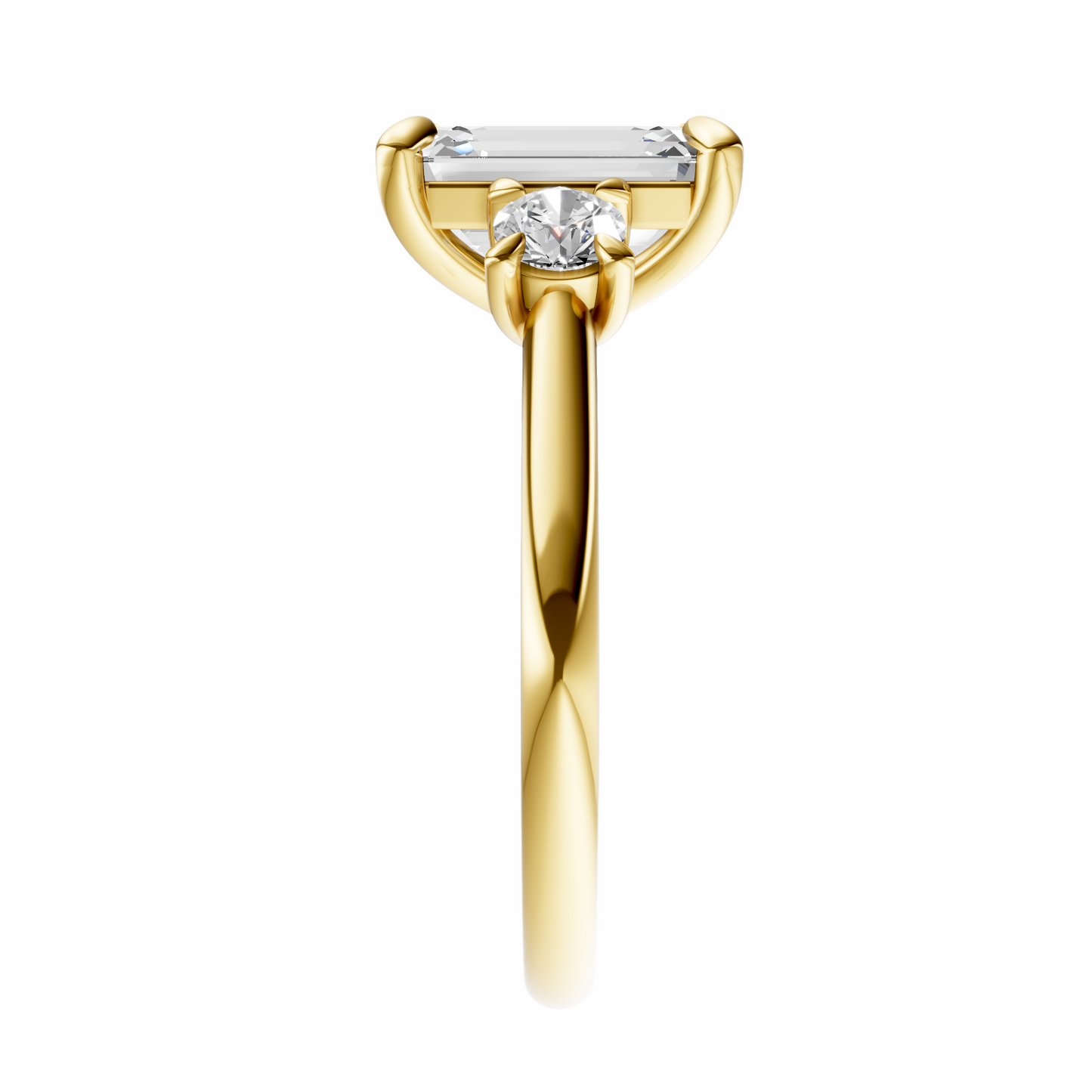 Emerald Three Stone Round Solitaire Setting