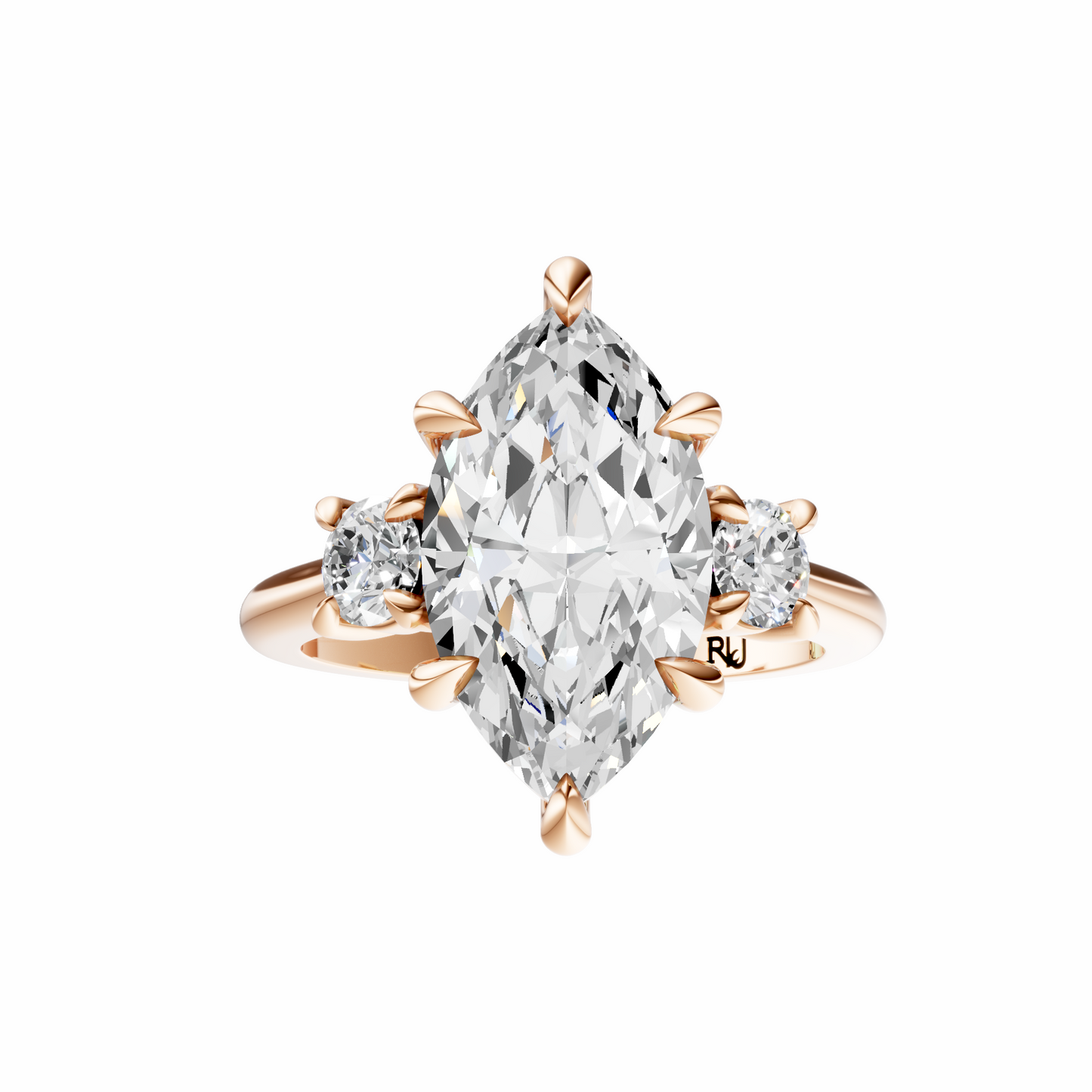 Marquise Three Stone Round Solitaire Setting