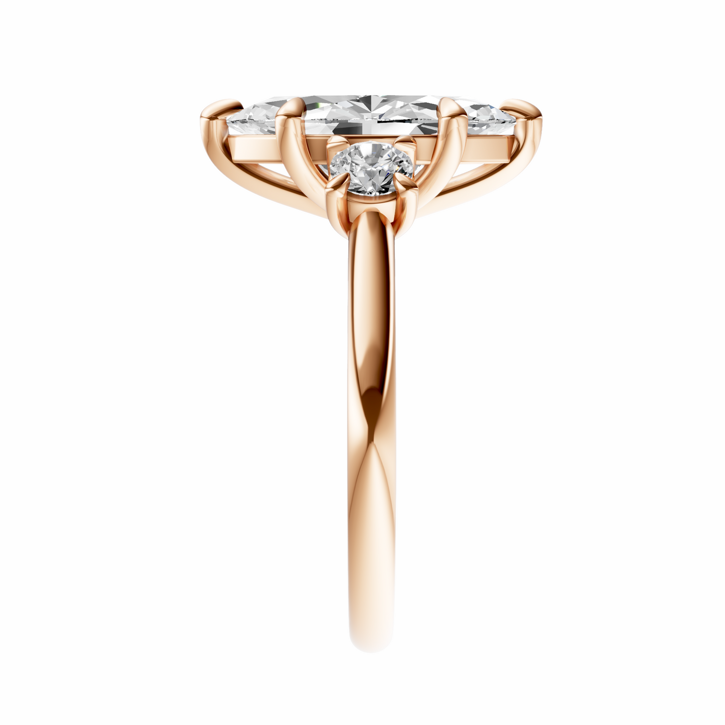 Marquise Three Stone Round Solitaire Setting