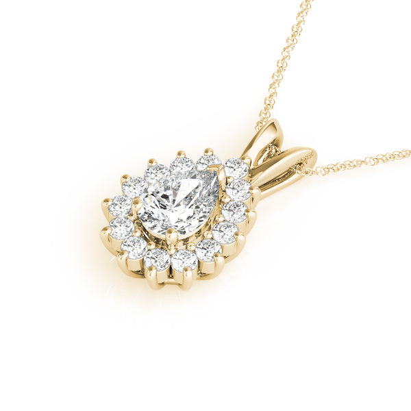 Pear Flared Halo Accented Lab Diamond Necklace