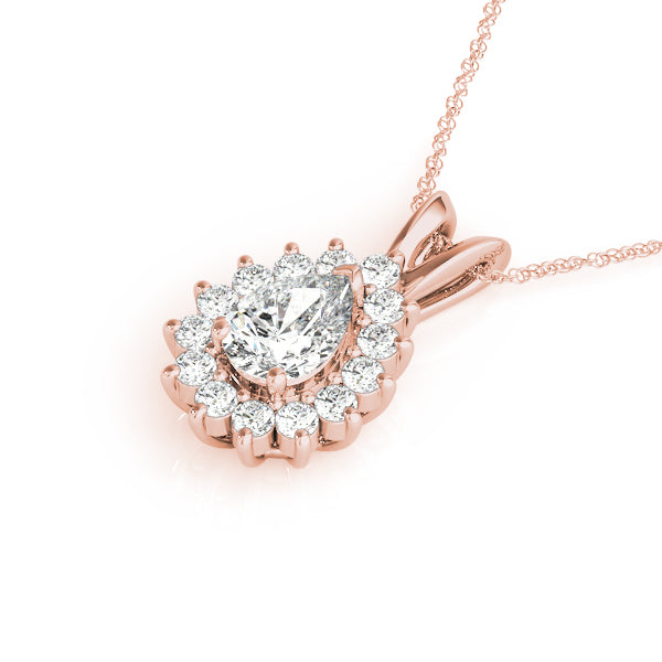 Pear Flared Halo Accented Lab Diamond Necklace