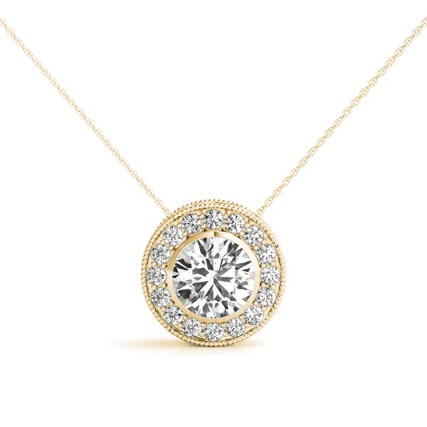 Round Halo Accented Floating Lab Diamond Necklace