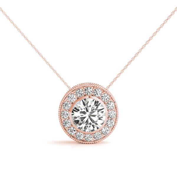 Round Halo Accented Floating Lab Diamond Necklace