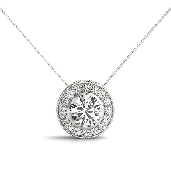 Round Halo Accented Floating Lab Diamond Necklace