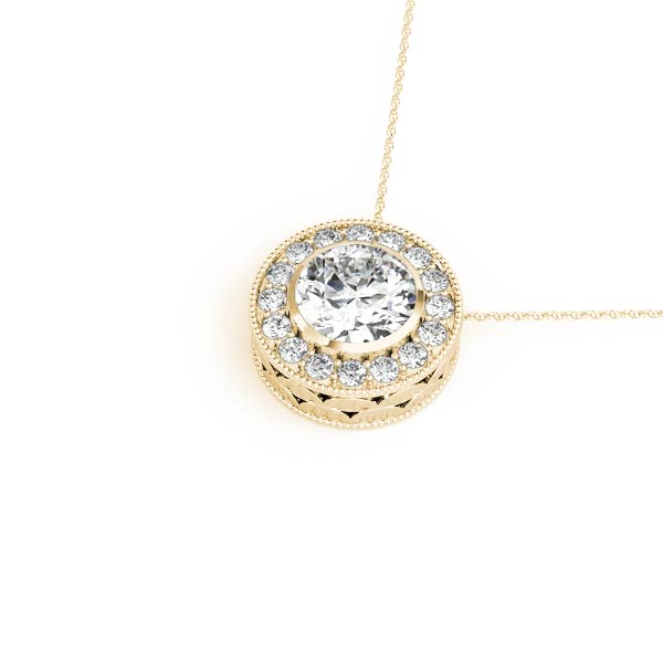 Round Halo Accented Floating Lab Diamond Necklace