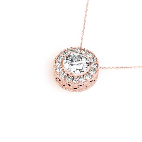 Round Halo Accented Floating Lab Diamond Necklace