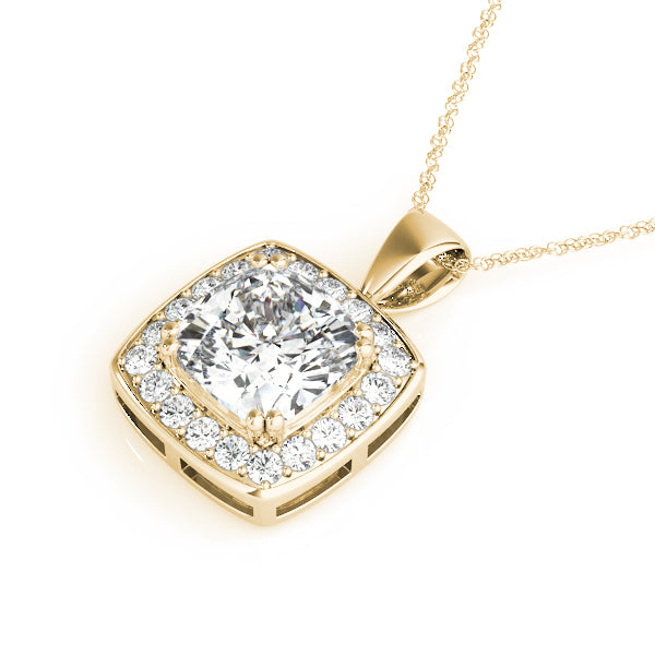 Cushion Halo Straight-Edge Lab Diamond Necklace