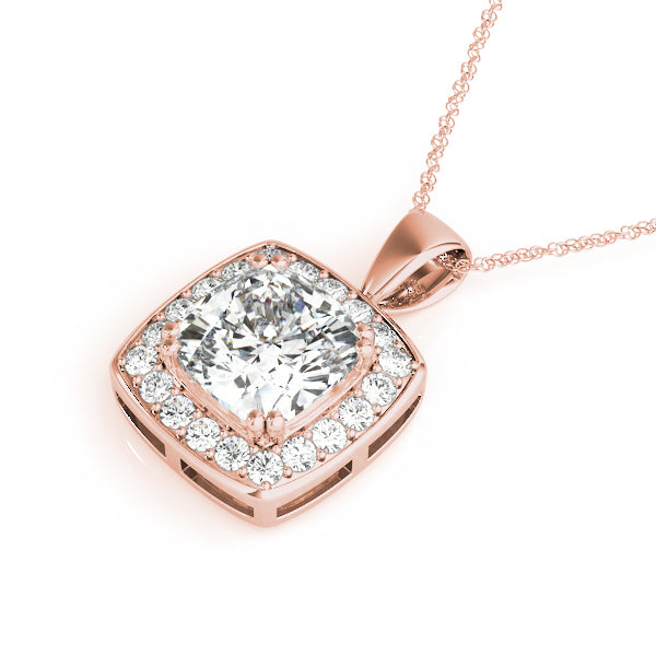 Cushion Halo Straight-Edge Lab Diamond Necklace