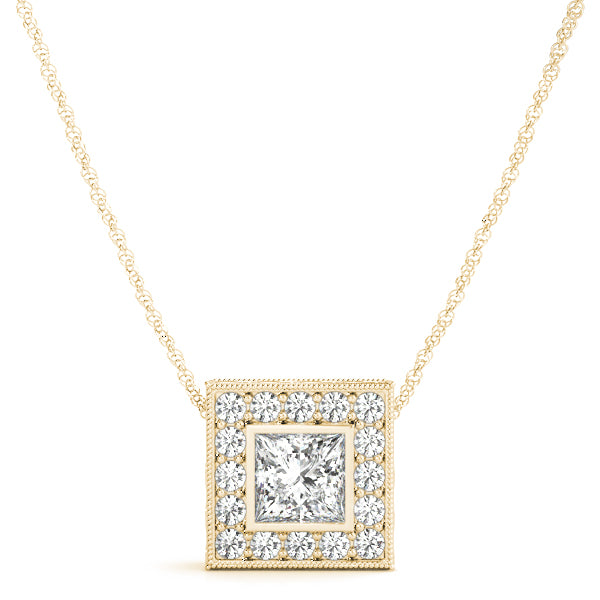 Princess Halo Accented Floating Lab Diamond Necklace