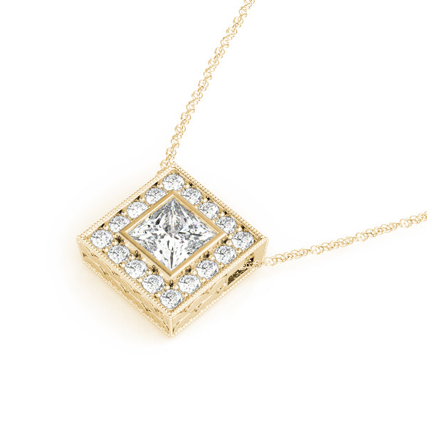 Princess Halo Accented Floating Lab Diamond Necklace