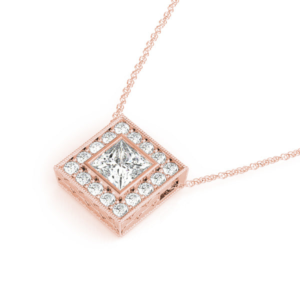 Princess Halo Accented Floating Lab Diamond Necklace