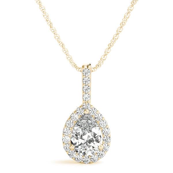 Pear Halo Accented Lab Diamond Necklace