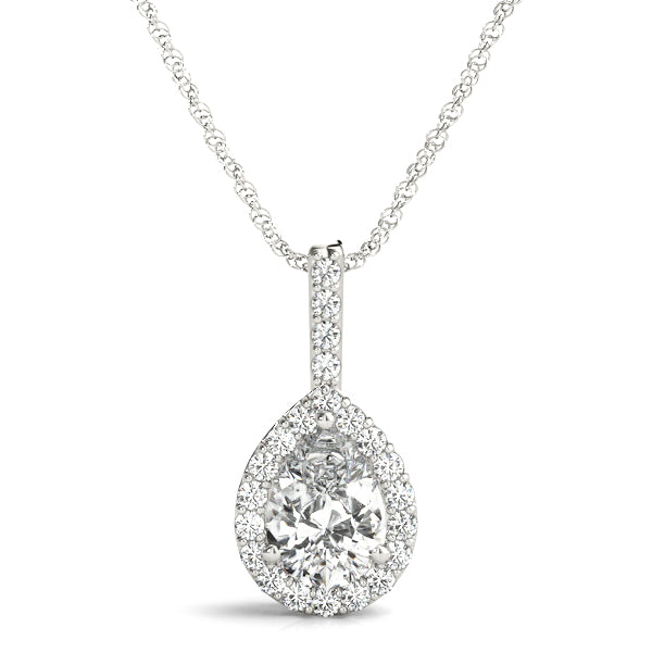Pear Halo Accented Lab Diamond Necklace