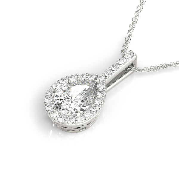 Pear Halo Accented Lab Diamond Necklace