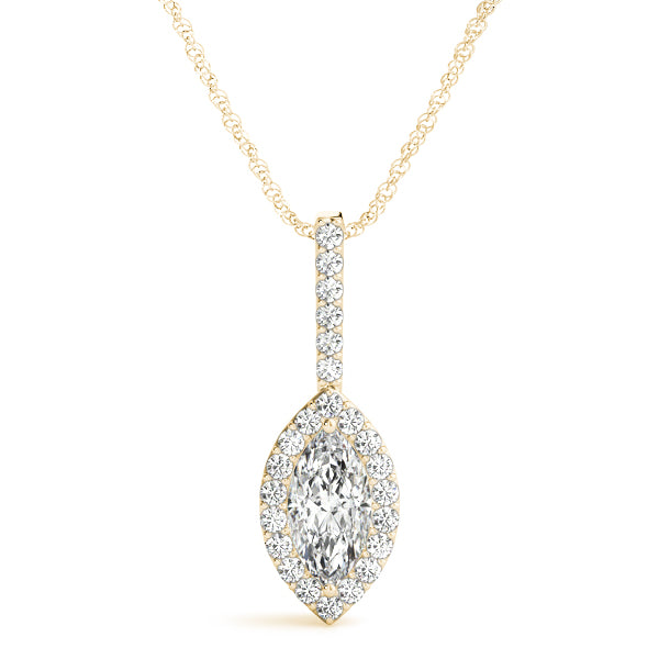 Marquise Halo Accented Lab Diamond Necklace