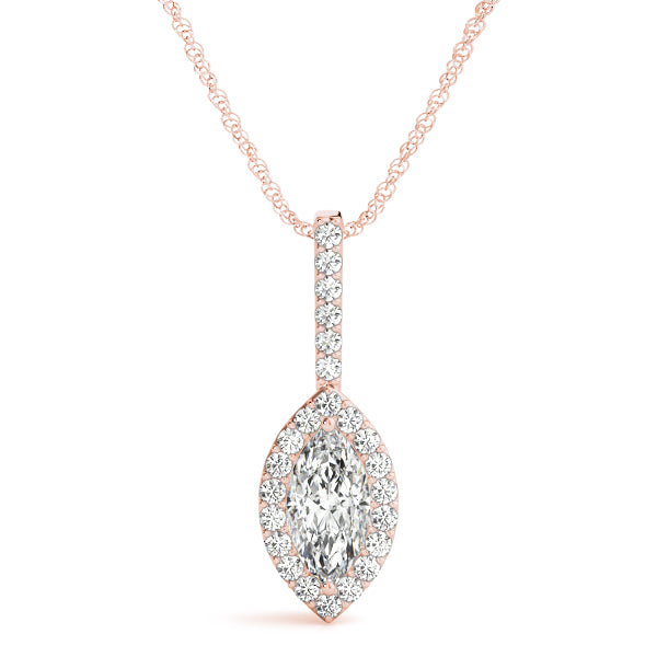 Marquise Halo Accented Lab Diamond Necklace