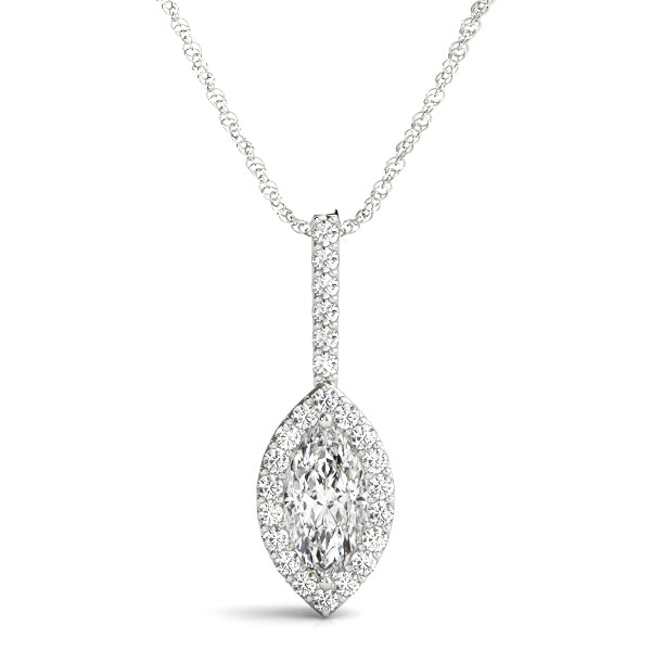 Marquise Halo Accented Lab Diamond Necklace