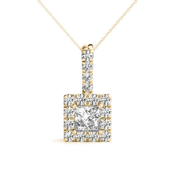Princess Halo Accented Lab Diamond Necklace