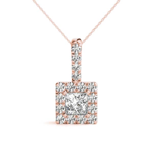 Princess Halo Accented Lab Diamond Necklace