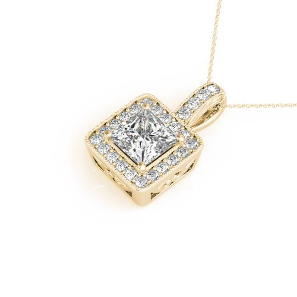Princess Halo Accented Straight-Edge Lab Diamond Necklace