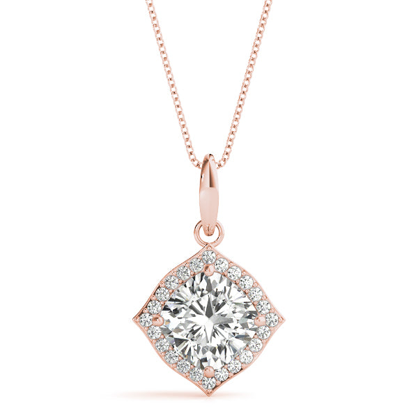 Cushion Halo Lab Diamond Corner-Set Necklace