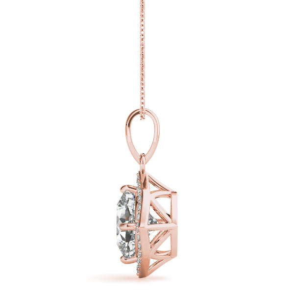 Cushion Halo Lab Diamond Corner-Set Necklace
